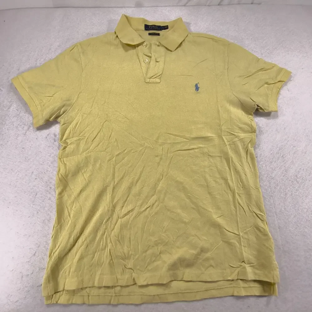 Polo Ralph Lauren Custom Slim Fit Collared Polo Shirt Mens Size Large L Yellow